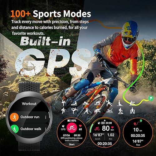 Miniatura 7 de GPS Smart Watch for Men With AI (AnswerMake Call), 1.43" Micro-Spherical AMOLED Smartwatch for Android and iPhone, 150+ Sport Mode Fitness Tracker