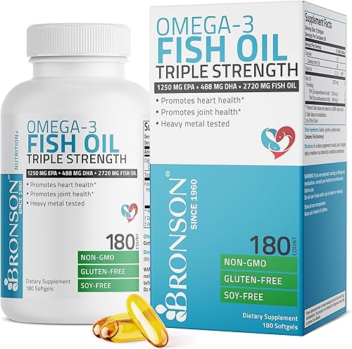Suplemento de aceite de pescadocon Omega 3 de triple fuerza 0096 oz 1250EPA 488DHA sin OGM sin gluten el suplemento más potente con Omega3 en el