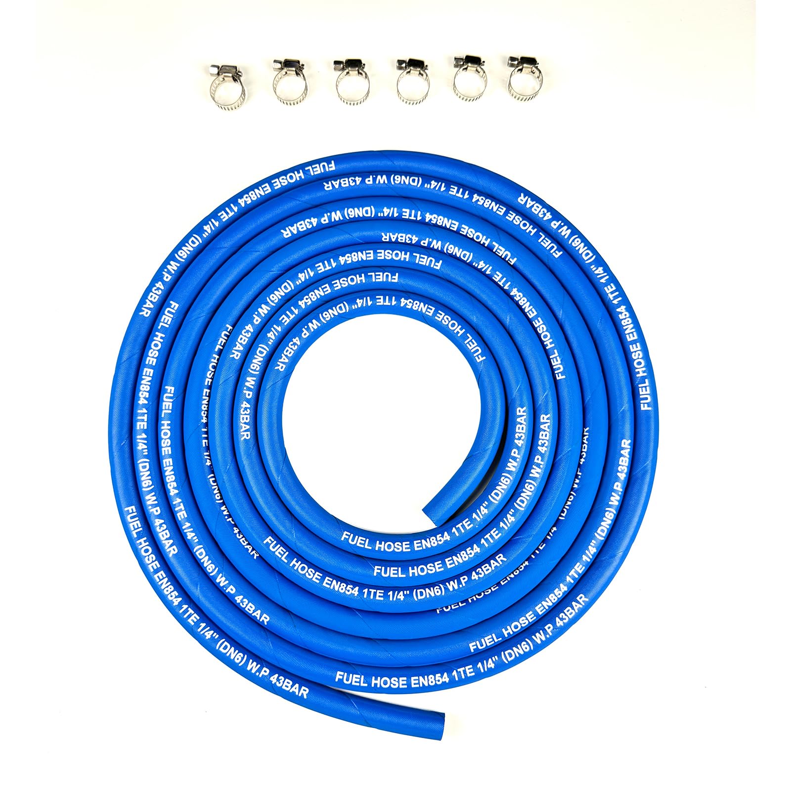 15FT Fuel Line 1/4" IN,4AN 6MM,2.8Mpa 400PSI,Fuel Systems Tube Hose,Blue