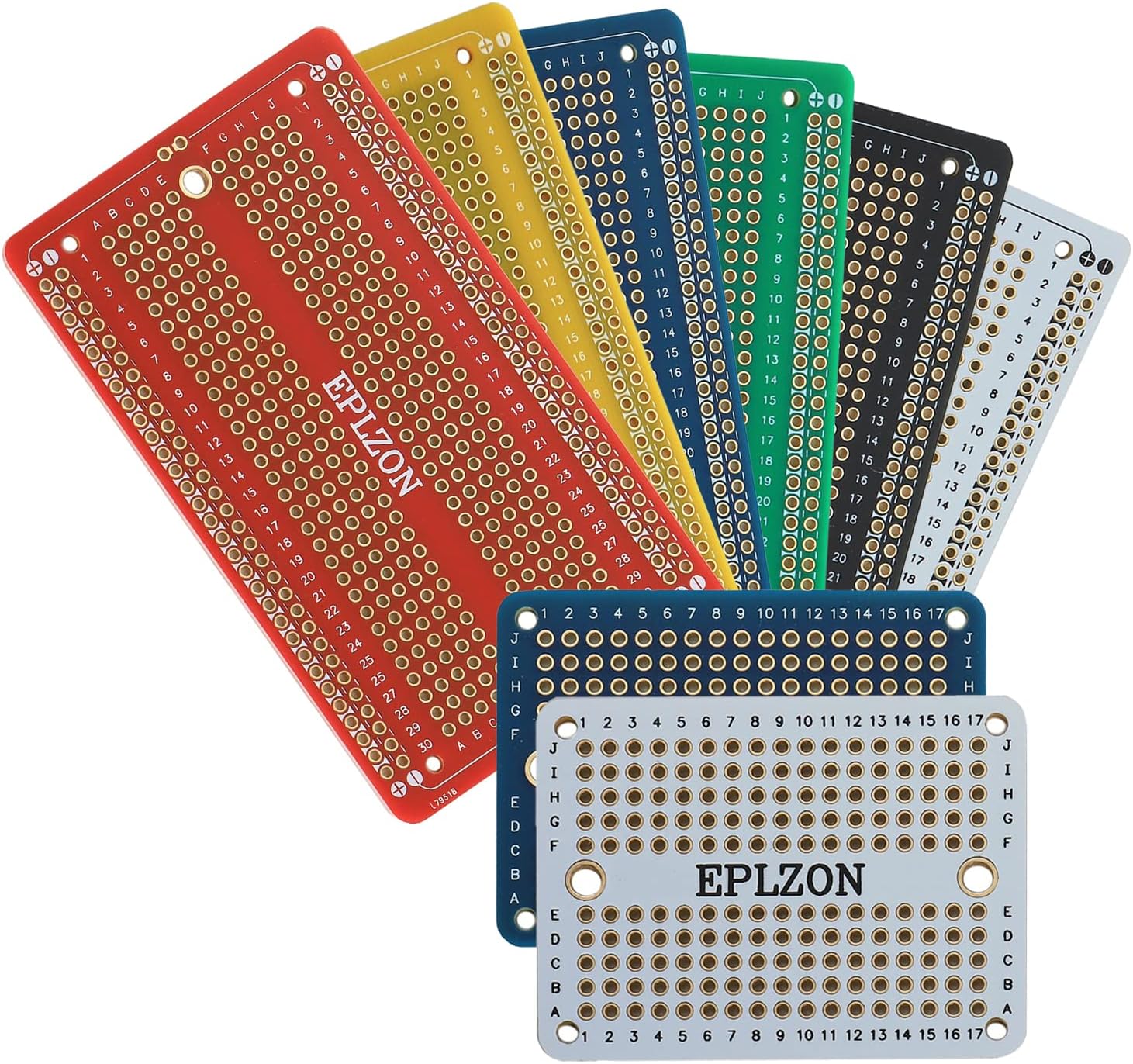 Plated PCB Solder-able Breadboard for Electronics Projects Compatible with Arduino Soldering Projects 2.05"x3.5" & 2.0"x1.5"(Pack of 6 + 2 Board,Multicolor)
