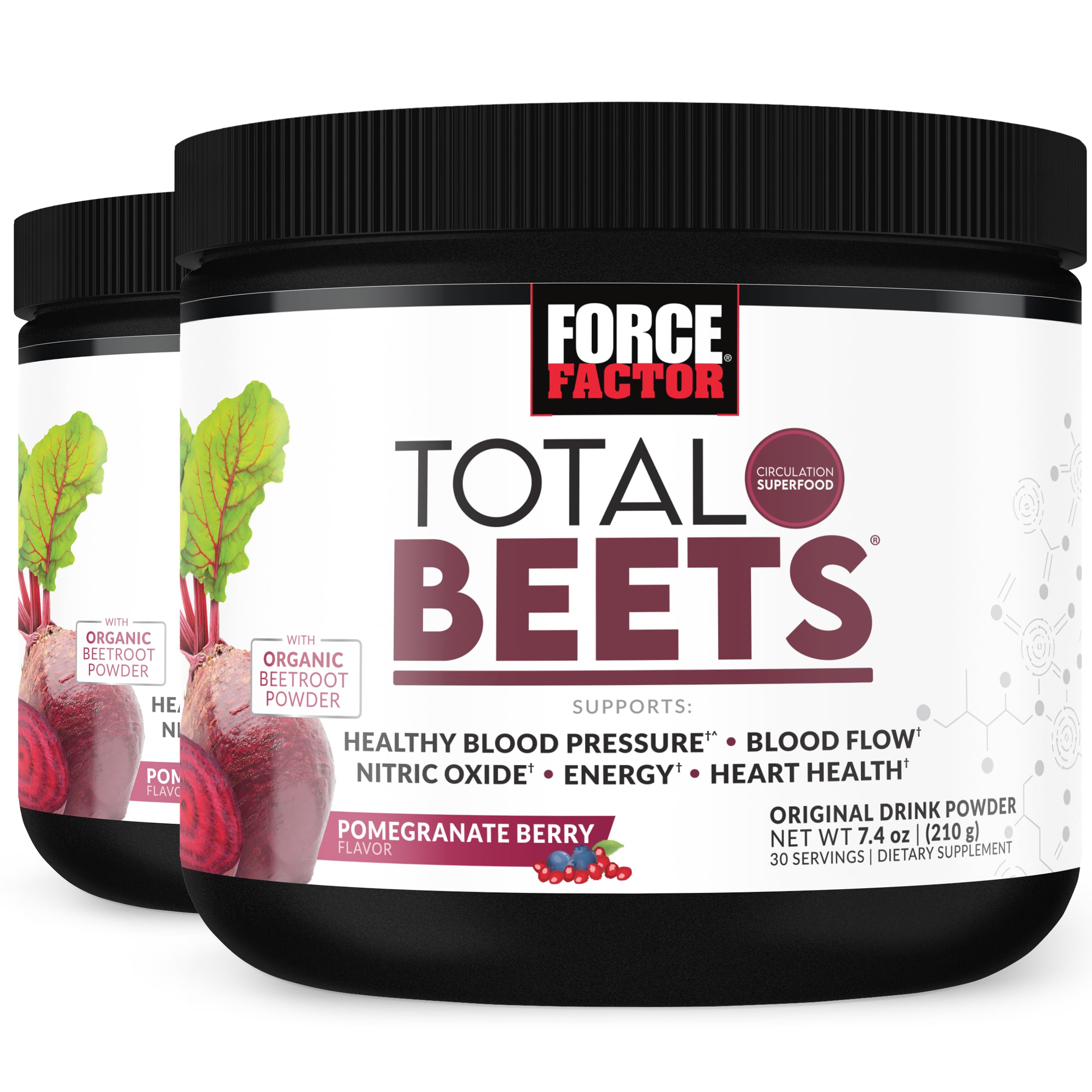 Total Beets Drink Mix Superfood Powder with Nitrates to Support Circulation, Nitric Oxide, Energy, Endurance, and Stamina, Cardiovascular Heart Health Supplement, 60 Servings, 2-Pack