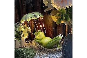 BINFENNY Frogs Garden Outdoor Decor - Solar Powered Light Up Frog Statue