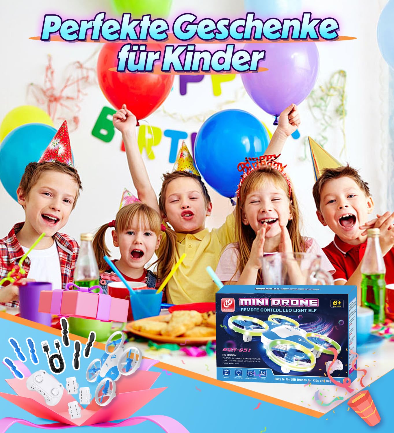 Korffe Mini Drohne für Kinder ab 6-10+ Jahre RC Flugzeug mit LED Lichter Indoor Outdoor Geschenke