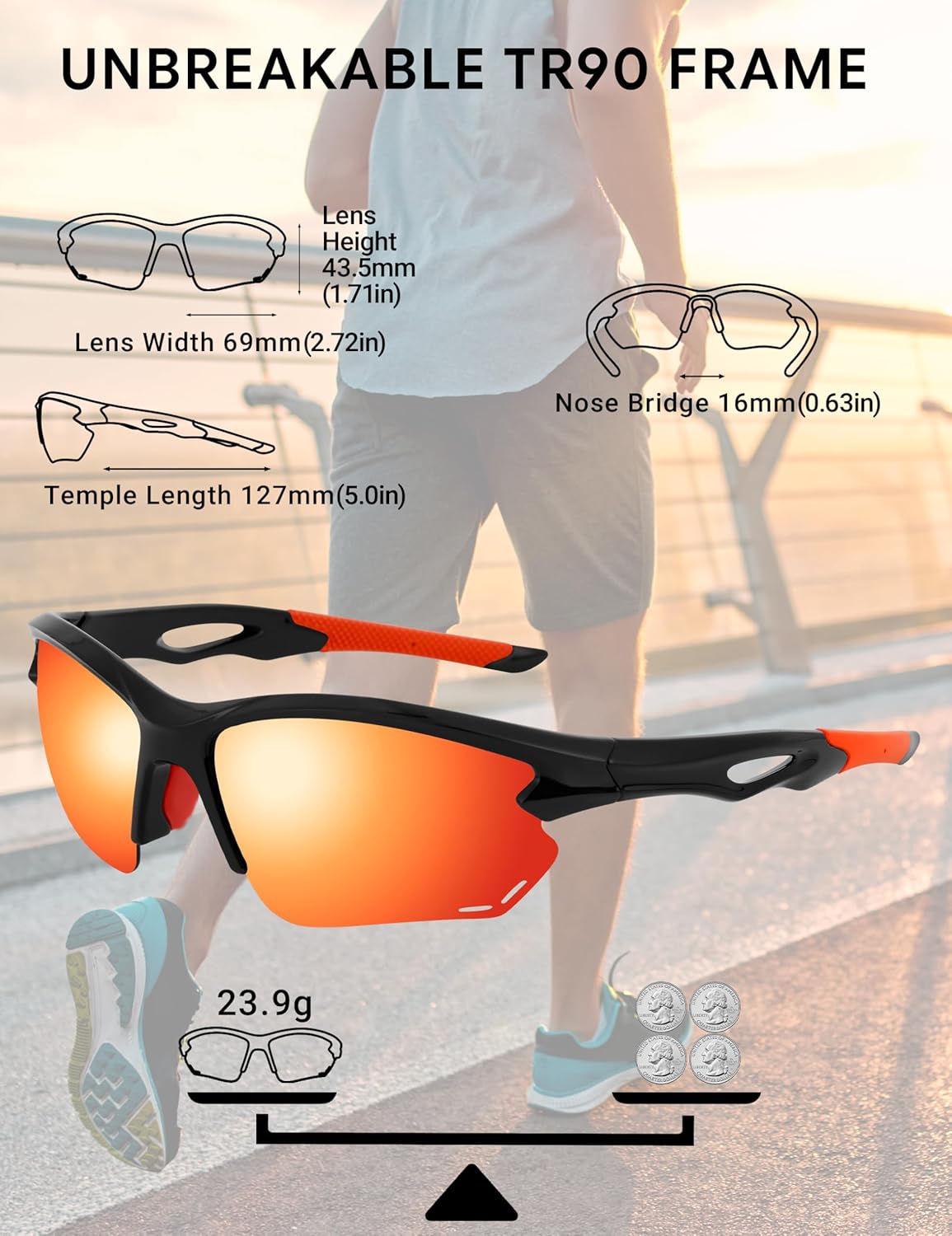 BIRCEN Polarized Mens Sunglasses for Driving: TR90 UV Protection Sunglasses Lightweight Sport Shades for Fishing Golf Trip - Image 3