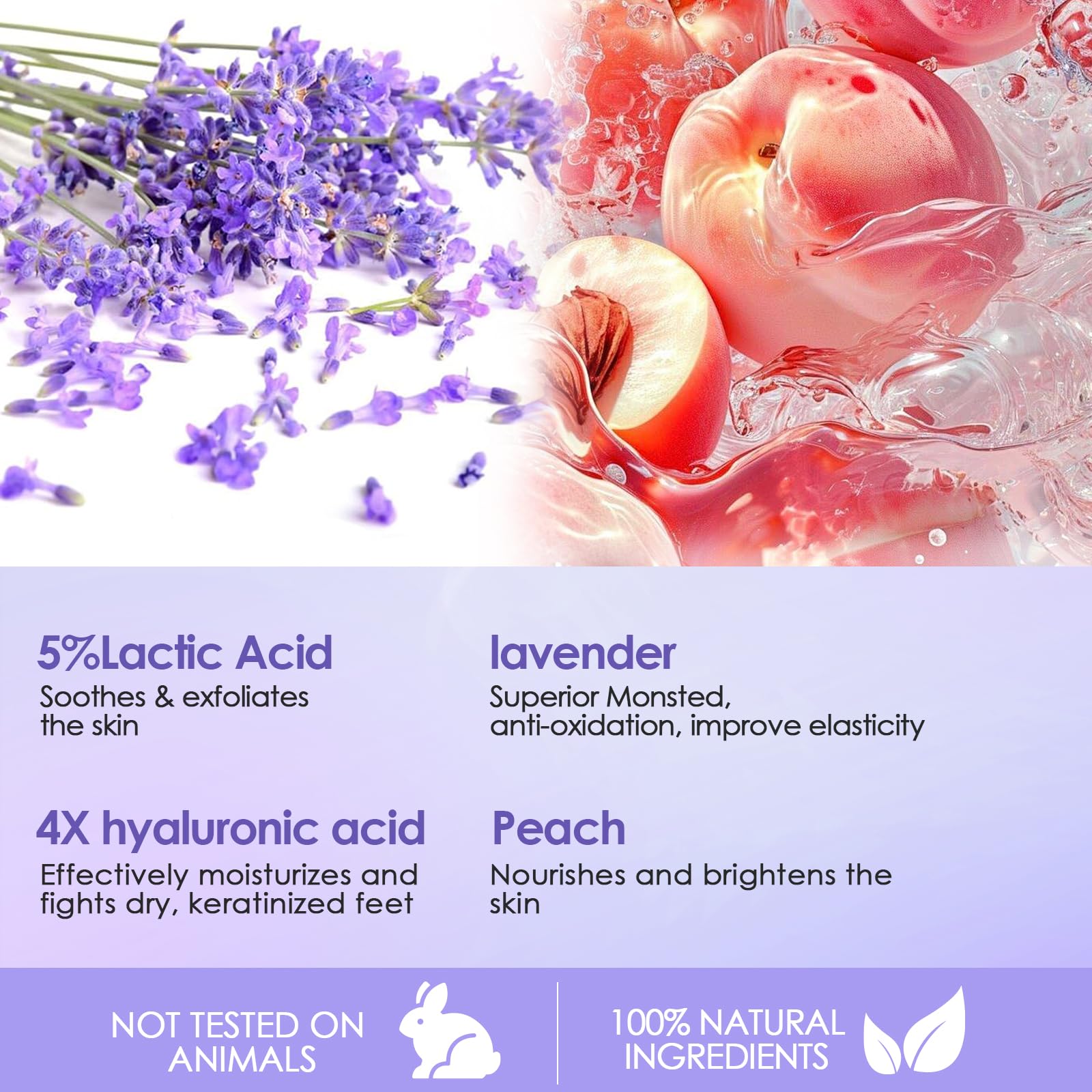 2 Paia Maschera Piedi Esfoliante, Rimuove Pelle Morta Ripara Talloni, Maschera idratante i piedi una pelle liscia per uomini e donne, (Pesca & lavanda)