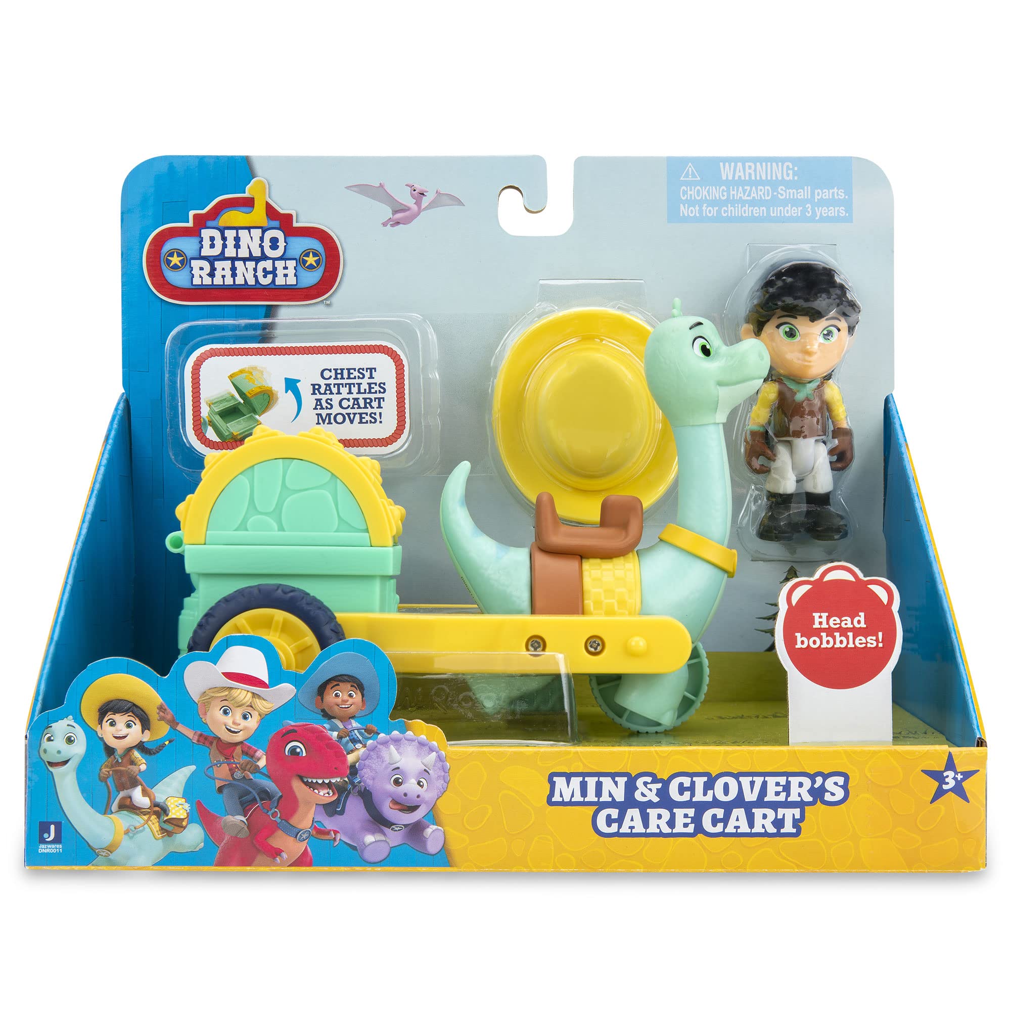 Giochi Preziosi Dino Ranch Min & Clover, pojazd z dinozaurem i postacią o wysokości ok. 7,5 cm, jak widać w telewizji, dla dzieci od 3 lat, DNA03200