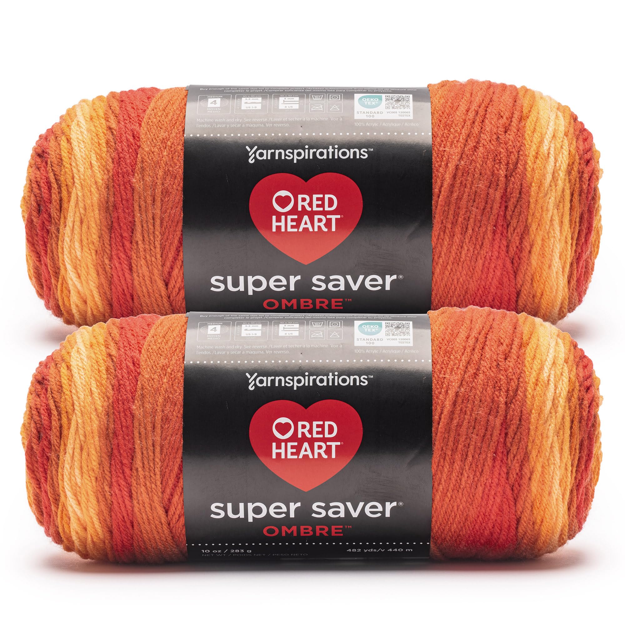 Amazon.com: Red Heart Super Saver Ombre Marigold Yarn - 2 Pack of