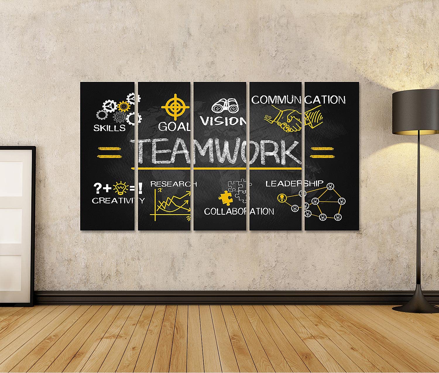 islandburner Quadro su tela Concetto di lavoro di squadra Grafico Elementi di business Lavagna disegnata a mano Quadri Stampe Immagini Murale Decorazione da parete