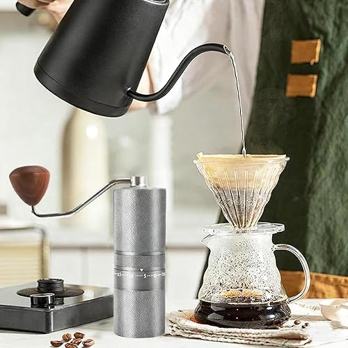 Miniatura 5 de Molinillo de café manual  Rebaba cónica de acero inoxidable de 7 estrellas, ajuste externo de 60 clics, molinillo de rebabas portátil para molinillo