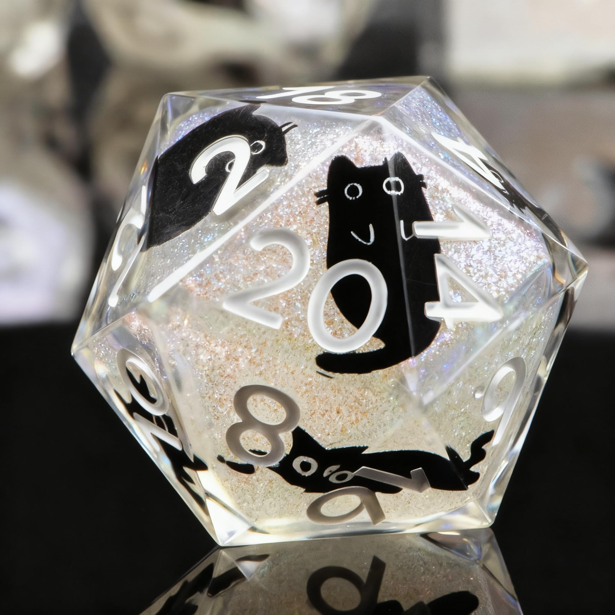 Set di dadi DND in resina, 7 pezzi, con scatola di ferro, per giochi di ruolo DND COC, giochi di ruolo e giochi da tavolo, idea regalo (nucleo scintillante)