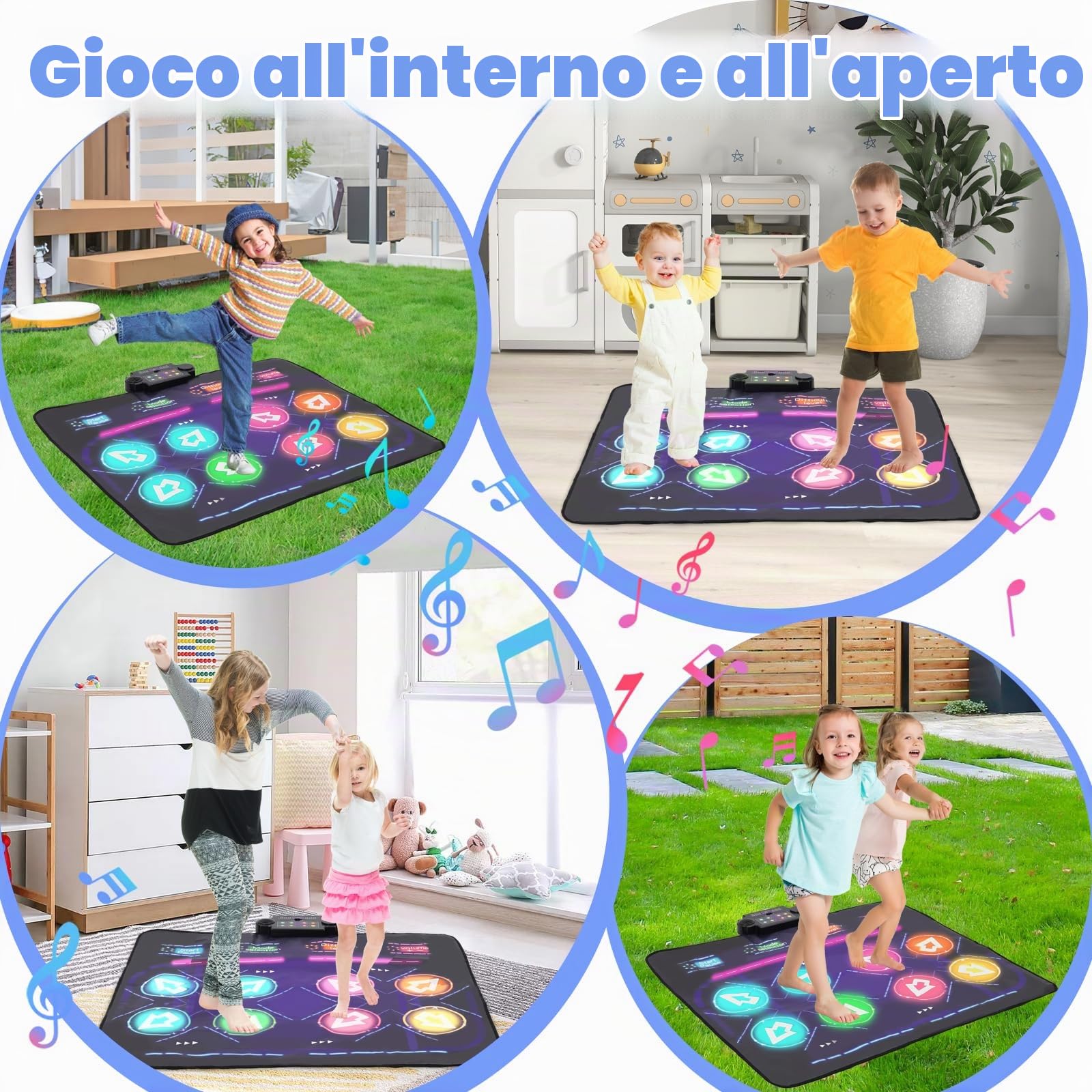 Tappetino da ballo per videogiochi, 8 sensori direzionali, illuminazione a LED, accessori per console di gioco con controllo di difficoltà e volume