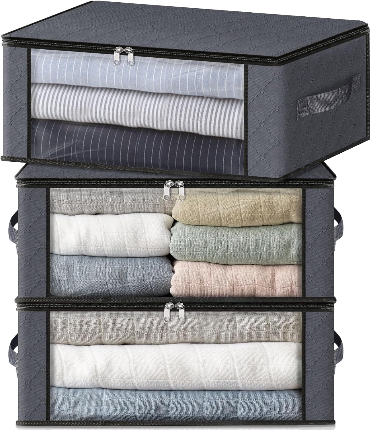 Storage bags for clothes and bedding with clear window