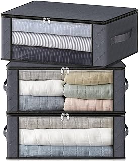 HomeHacks Storage 3-Pack Clothes Organizer Storage Bags Foldable Storage...