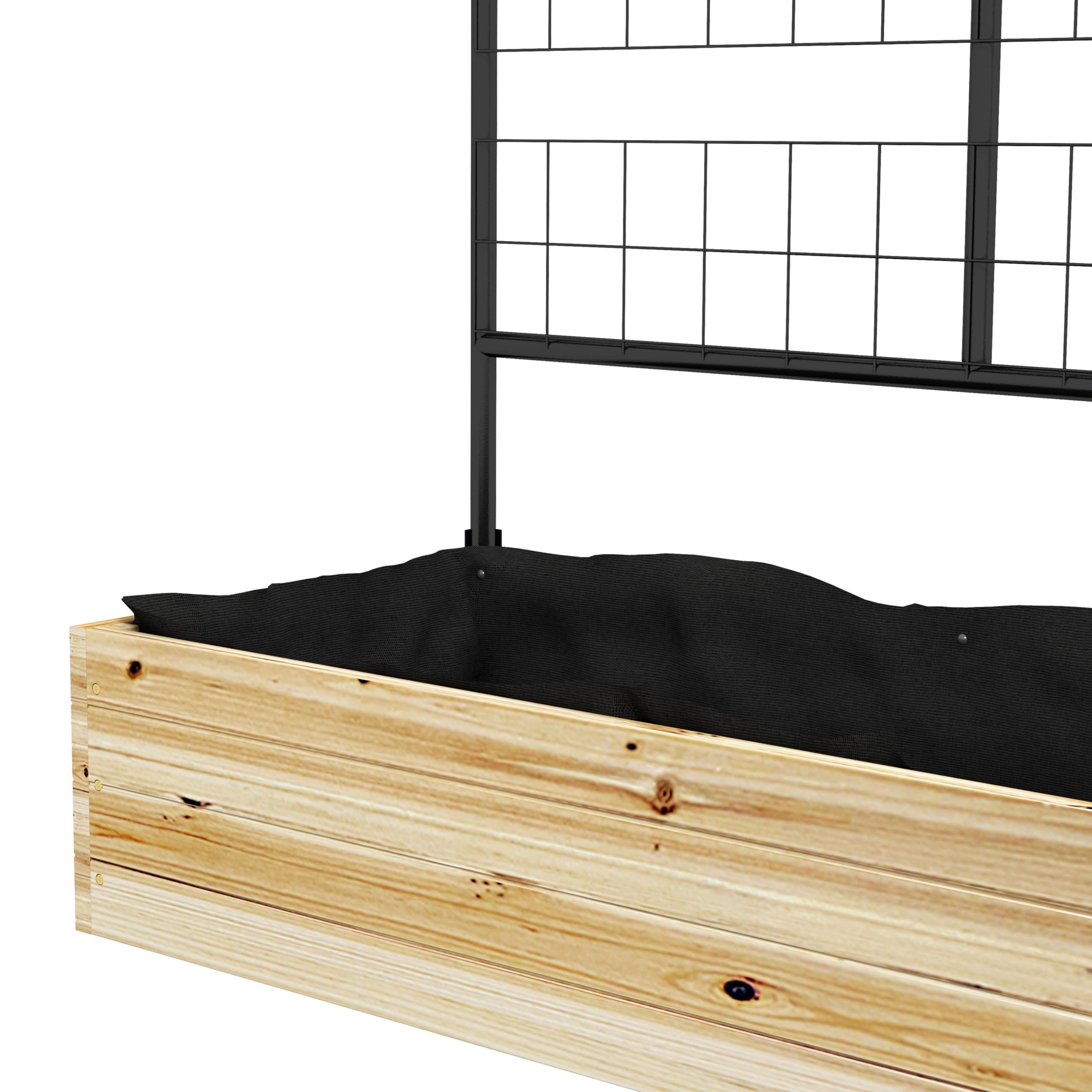 Outsunny Hochbeet mit Rankhilfe Pflanzkasten 80 x 38 x 145 cm Naturholz | Kräuterbeet, Blumenkasten mit Rankgitter, Garten, Balkon