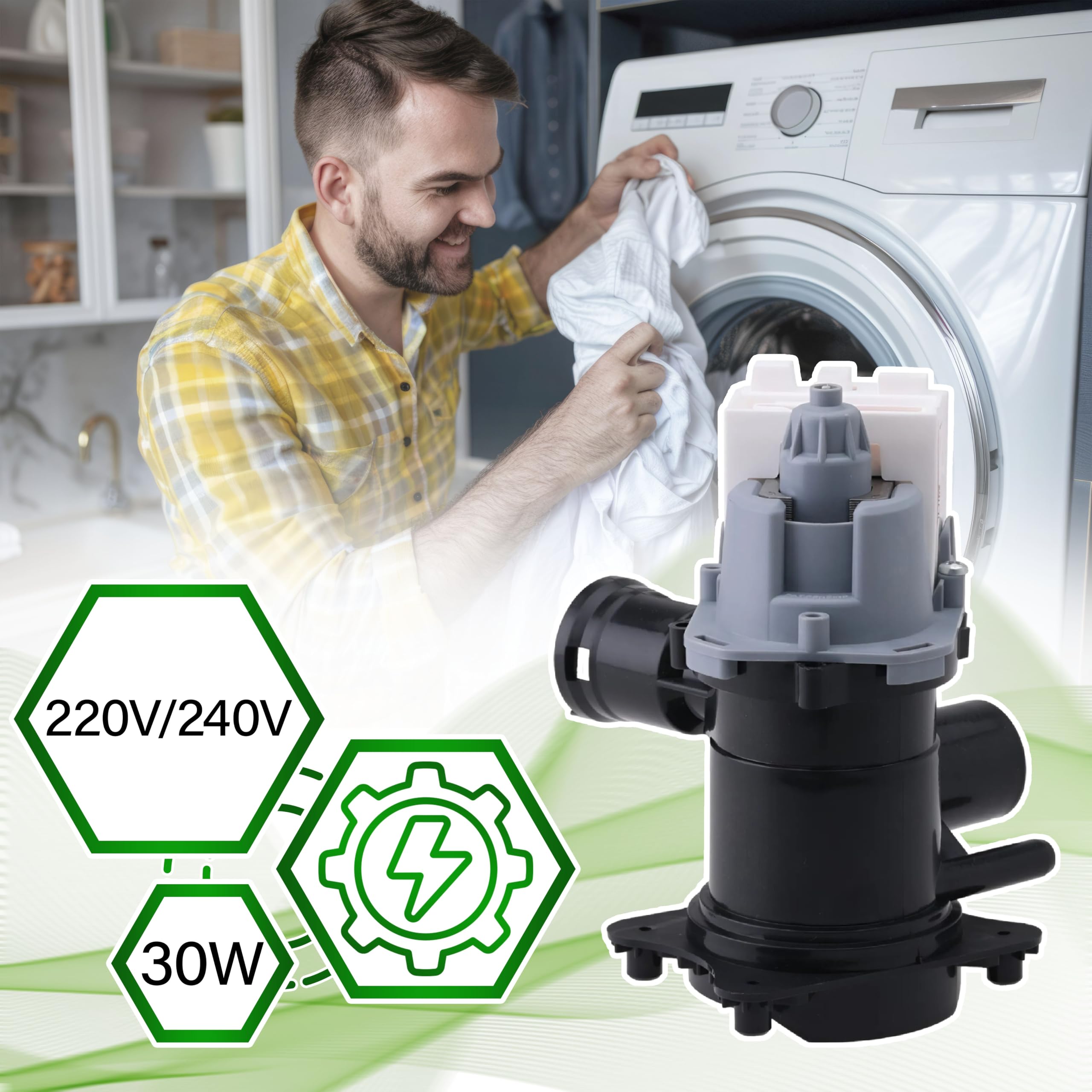 Bomba de Desagüe Lavadora 30W 00215442 215442 00145777 145777 para Bosch