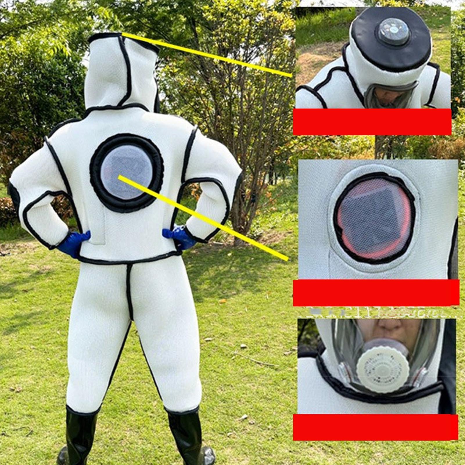 RiToEasysports Ganzkörper-Bienenanzug, Imkerkostüm mit Handschuhen, 3D-Baumwolle, Belüftet, Stichfester Anzug für Männer und Frauen, 180–183 Cm Körpergröße, Schuhgröße 43, Bienenhausschutz