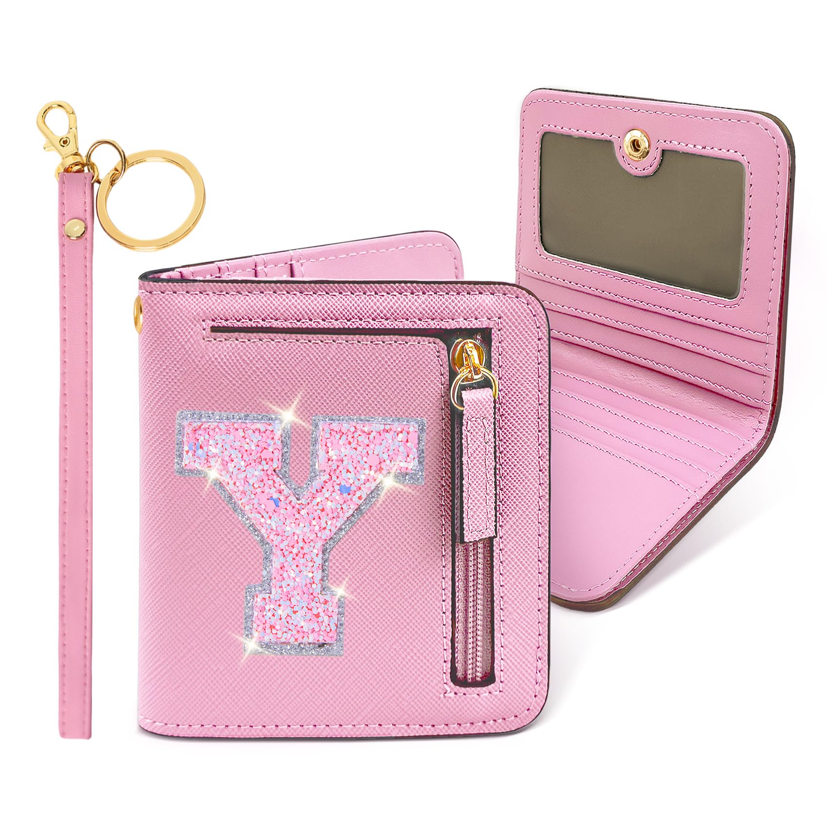COSHAYSOO Mini Wallet with RFID Blocking Initial Monogrammed for Girls Birthday Valentines Easter Mothers Nurse Day Graduation Thanksgiving Appreciation Halloween Christmas New Year Gifts Letter Y