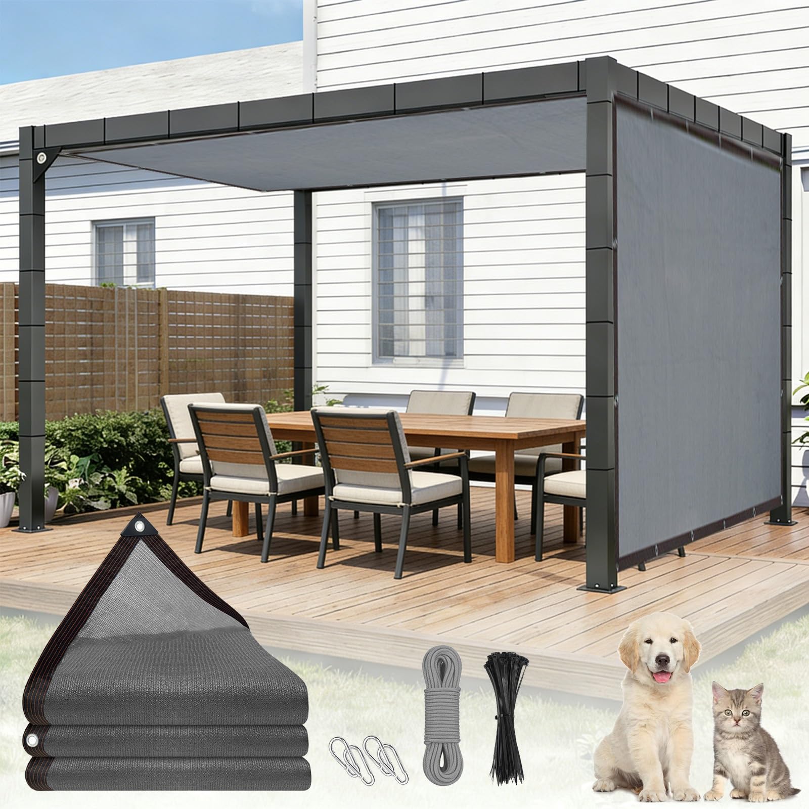 Filet d'ombrage 90% anti-UV pour stopper la chaleur sur la terrasse et au jardin