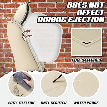 Car Seat Covers for RAM 1500 2012-2026, Premium Nappa Leather Car Seat Cover, Stylish Sport Seat Covers, Automobile Seat Cover Sets.(Standard 5 Seats/Beige)