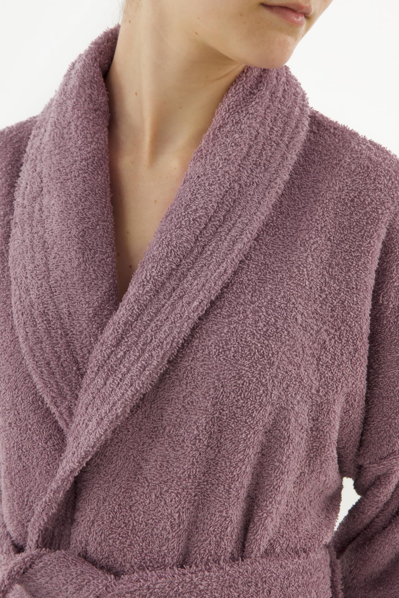 Top Towel - Elegancki - Szlafrok damski i męski 100% bawełna, 500 g/m² - Opcja z kapturem lub bez kaptura - Miękki i chłonny do prysznica, spa i basenu, fioletowy, M
