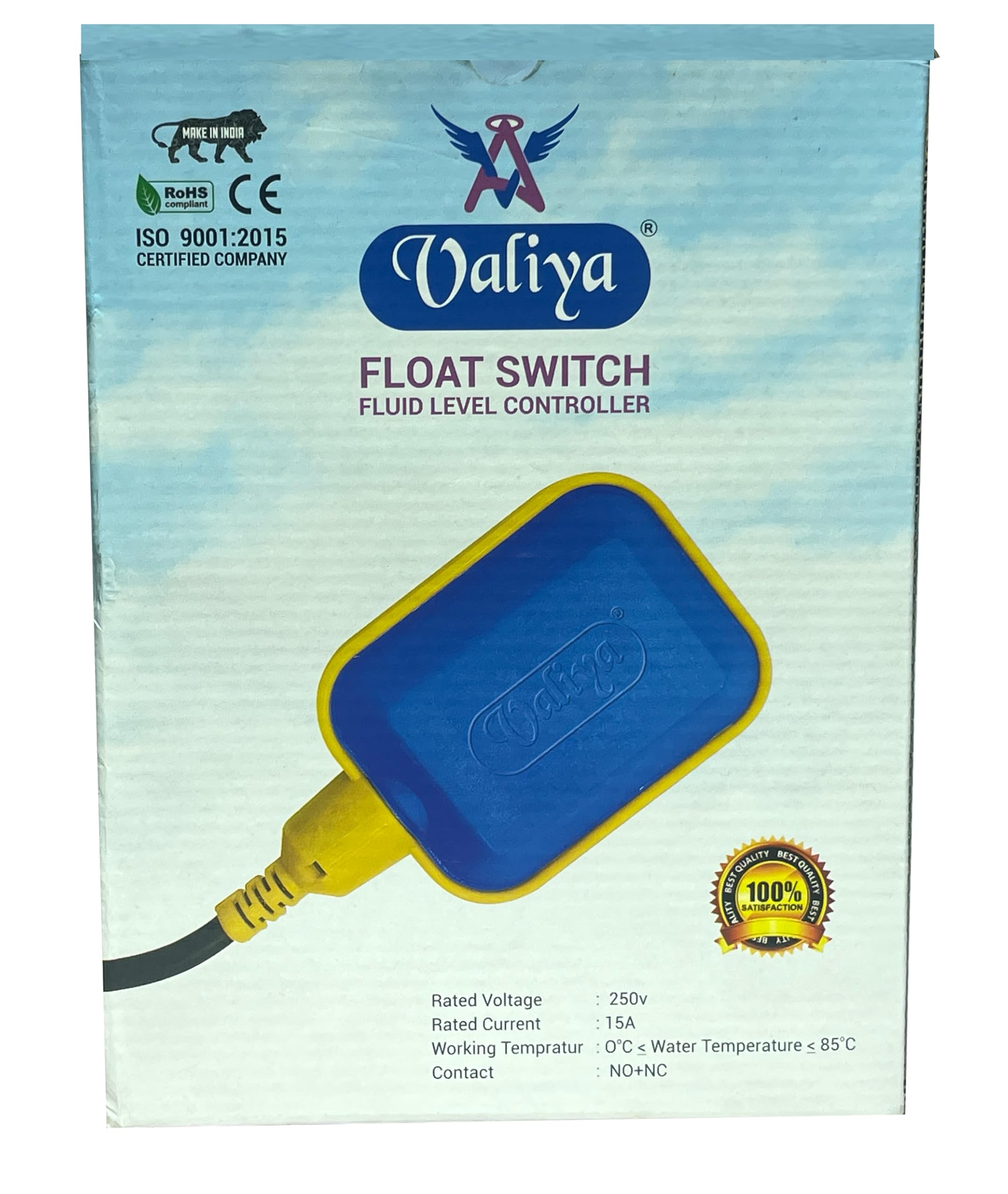 Float Switch Sensor for Water Tank Level Controller With 3 Mtr Cable Wire - Auto Cut Off Switch Pack of 1 - ISO 9001:2015 Certified