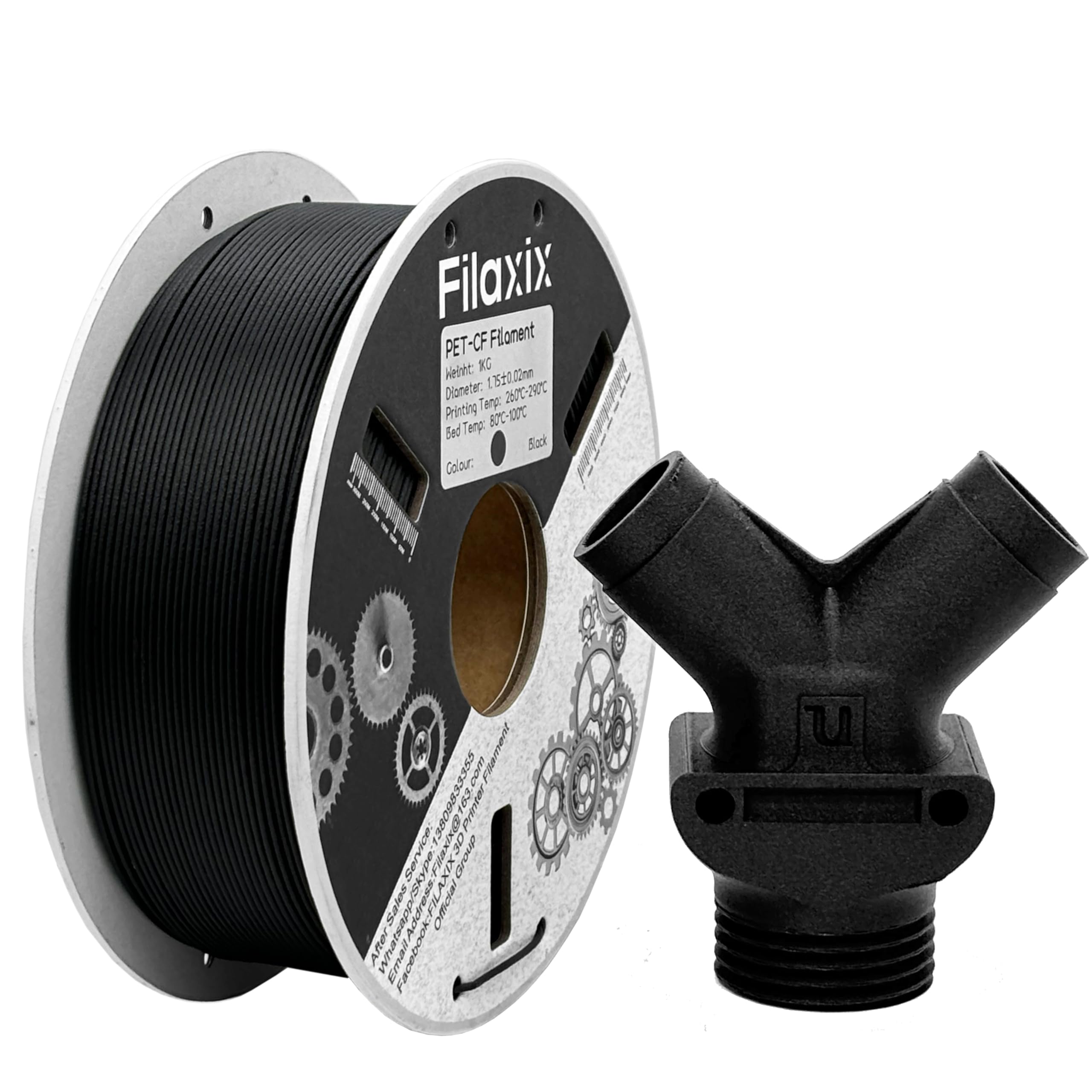 Carbon Fiber PET Filament 1.75mm,Compatible with Bambu LAB, K1C,QIDI MAX3, FLASHFORGE Adventurer 5M,Prusa MK4 FDM 3D Printer,High Strength & Rigidity,