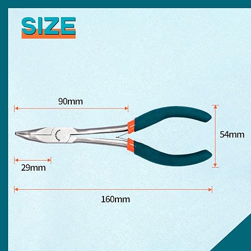 Miniatura 6 de SPEEDWOX Alicates de punta doblada de largo alcance de 6 pulgadas, 45 grados, curvados, mini cadena, punta delgada, mandíbulas cónicas, alicates
