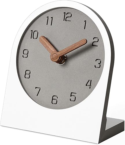 mooqs Reloj de madera silencioso sin tictac, funciona con pilas, decorativo, pequeño, analógico, moderno, para escritorio, mesa, mesa, reloj para el
