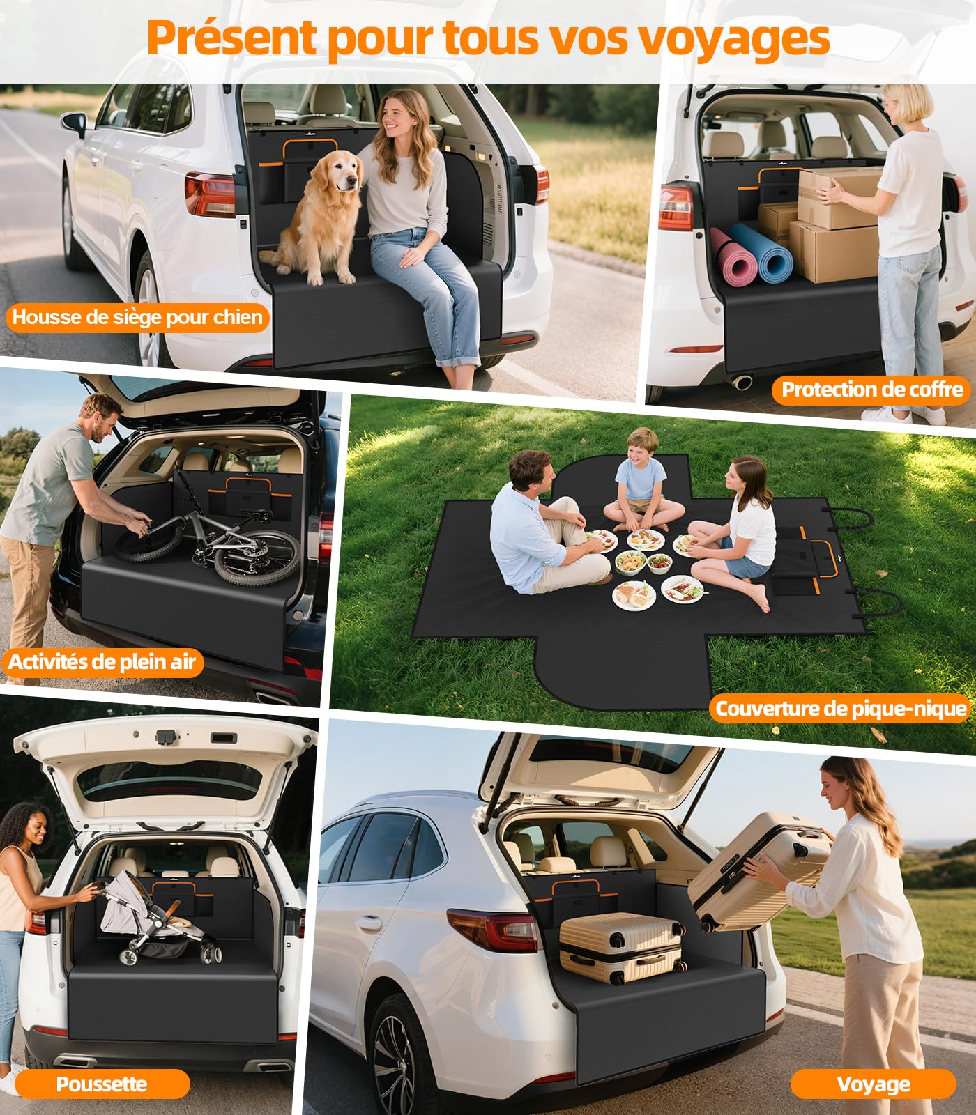 Protection Coffre Voiture Chien Imperméable Housse Coffre Voiture Chien avec Protection Latérale Pare-Chocs Bache Longue Tapis Coffre pour Universelle Voitures SUV Camion 185 * 115 * 48cm