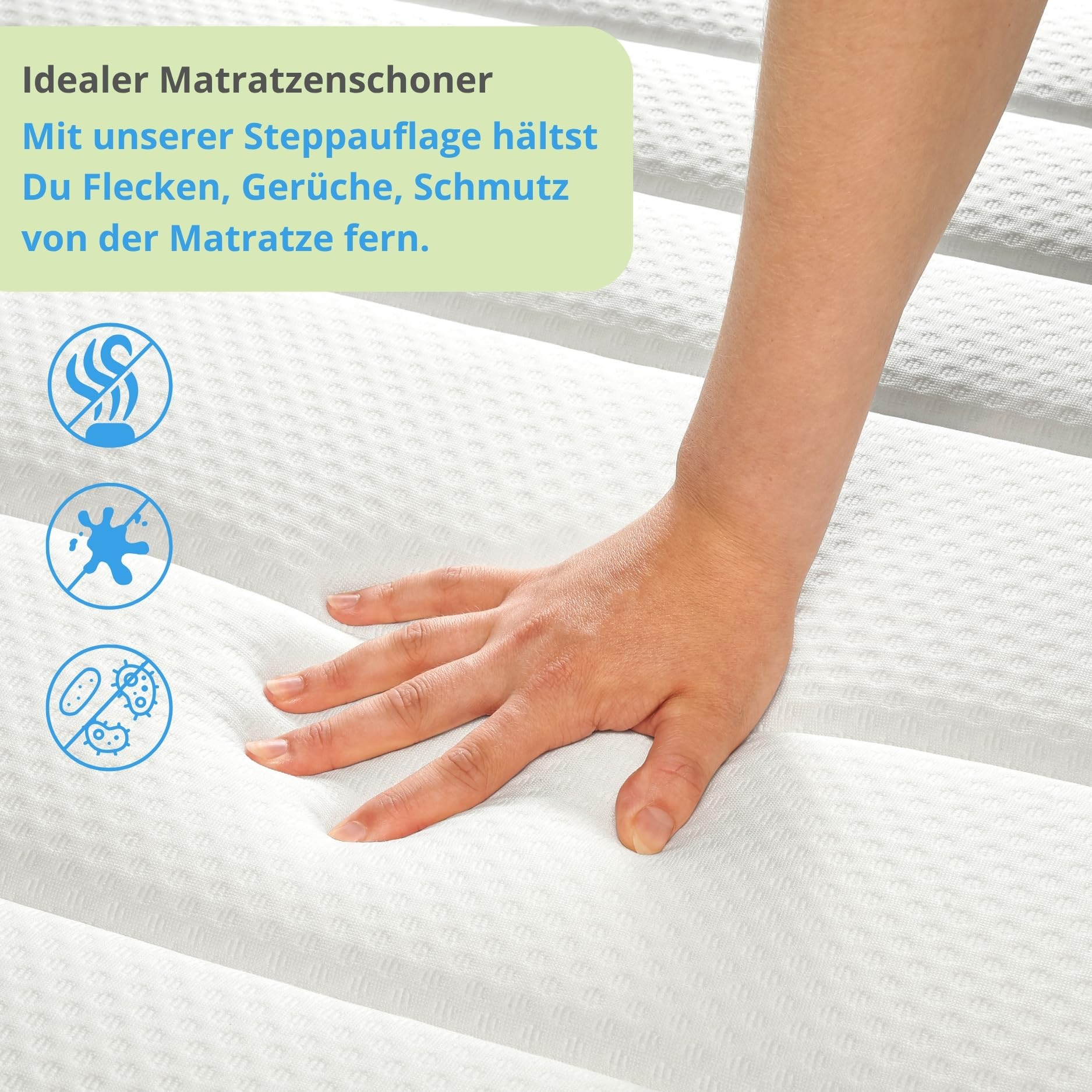 Bodyprotect Kaltschaum Topper 180x200 cm, Matratzenauflage, Matratzenbezug 180 x 200 cm, Matratzentopper, Allergiker geeignet, Schoner für Matratze bis 30 cm, Oeko-TEX, Made in EU
