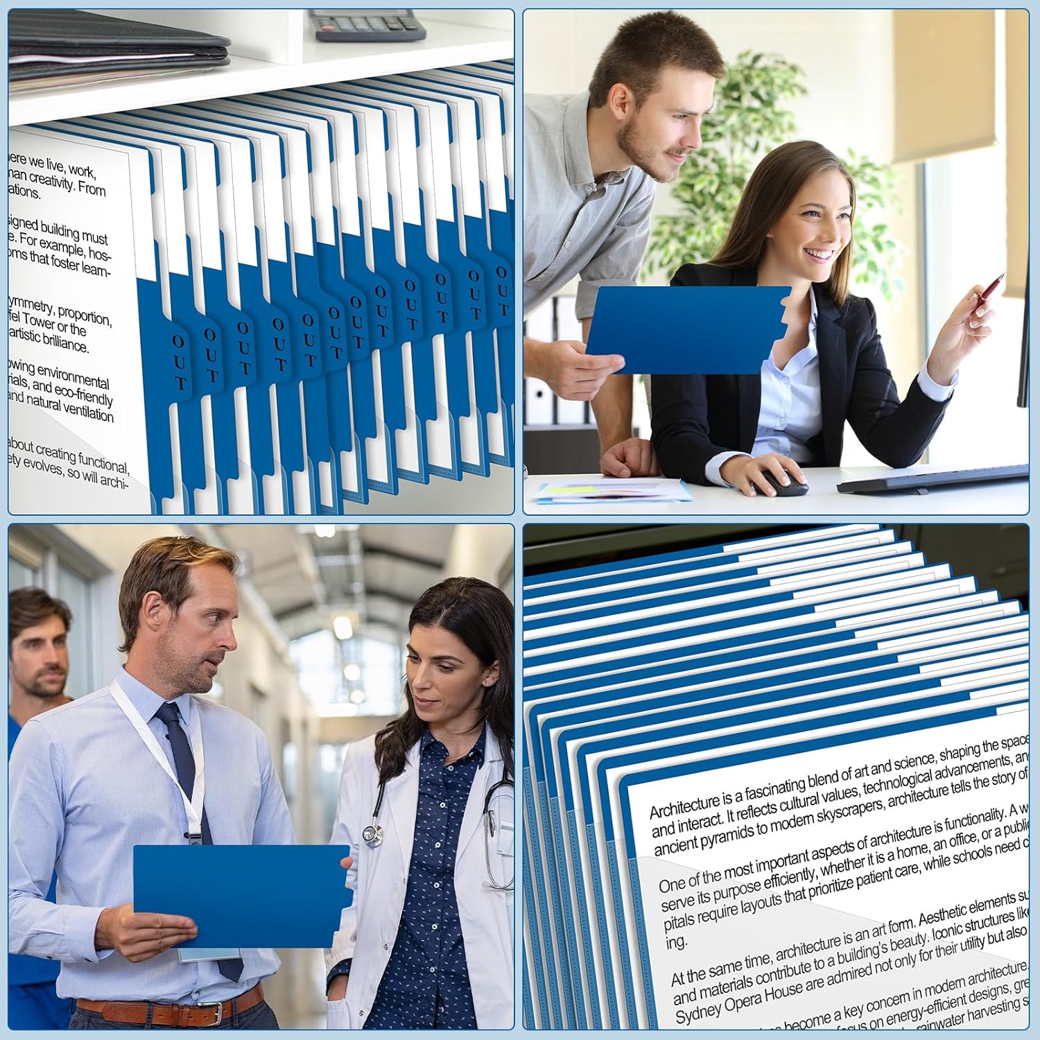 Dunzoom 50 Pcs Center Tab Vinyl Outguides End Tab Poly Out Guide Vinyl Plastic File Folders Letter Size Two Pocket Project Folders Clear Front Documents Holder for Home High School Office Medical