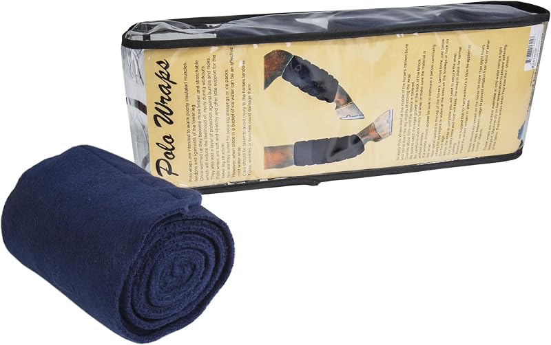 Bandagem Polo para Cavalos Intrepid International em Algodão com Fecho de Gancho e Argola, Azul-marinho, 4 unidades
