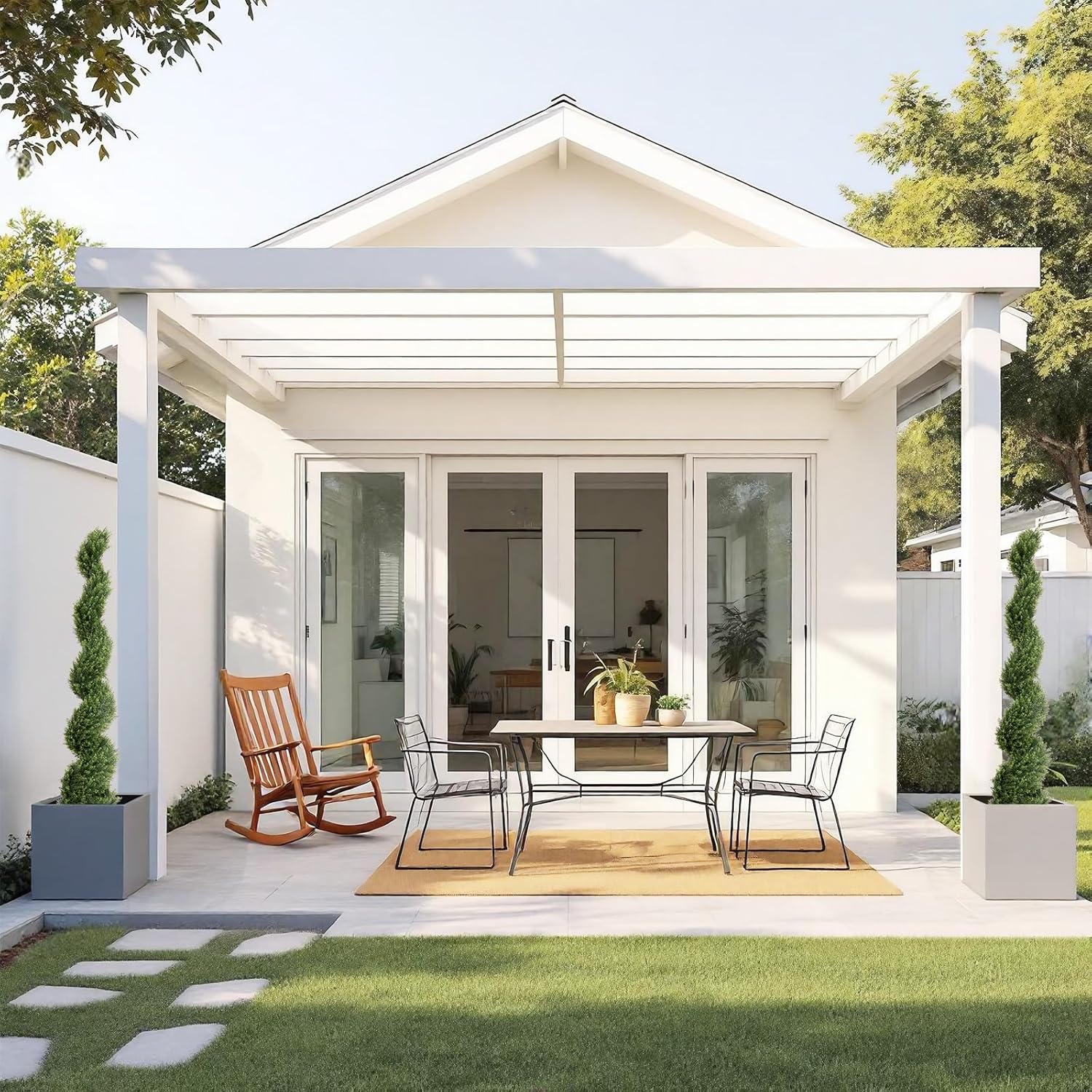 THE BLOOM TIMES 5ft Artificial Topiary Trees Set of 2, Faux Cedar Cypress Spiral Topiary Trees Outdoor - Fake Plants for Garden Front Porch Indoor Outside Planter Decor 5 Foot - Image 4