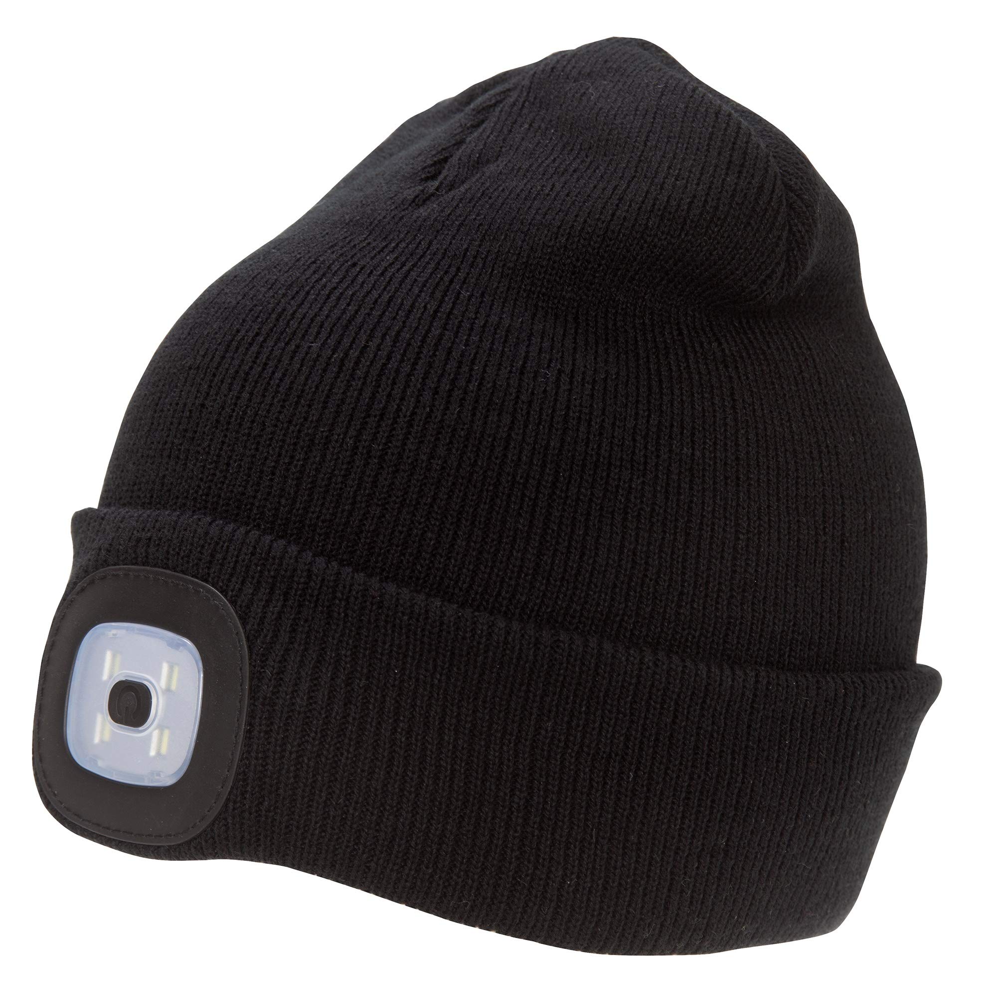 RockJock UNISEX Warm Winter 4 LED BEANIE HAT RECHARGEABLE USB HEAD TORCH LIGHT DOG WAKLING,CYCLING,Figt For Him and Her