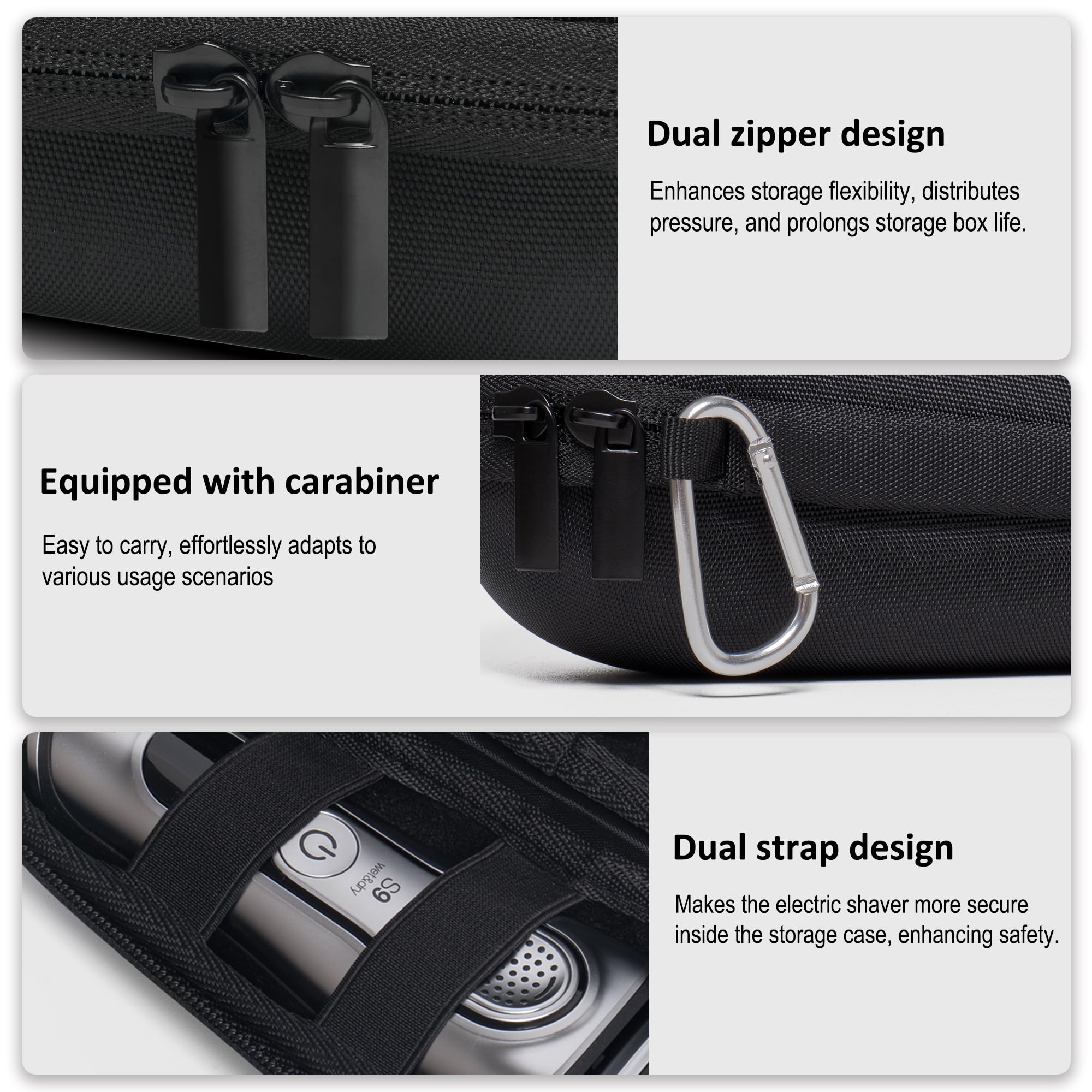 Custodia da Viaggio per Rasoio Elettrico Braun Serie 3, Serie 5, Serie 6, Serie 7, Serie 8, Serie 9, Nero