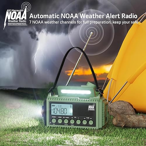 Miniatura 2 de Radio de emergencia 12000, radio meteorológica NOAA con AMFMNOAASW, radio con batería SOS, manivela de emergencia de 5 vías con cargador USB,