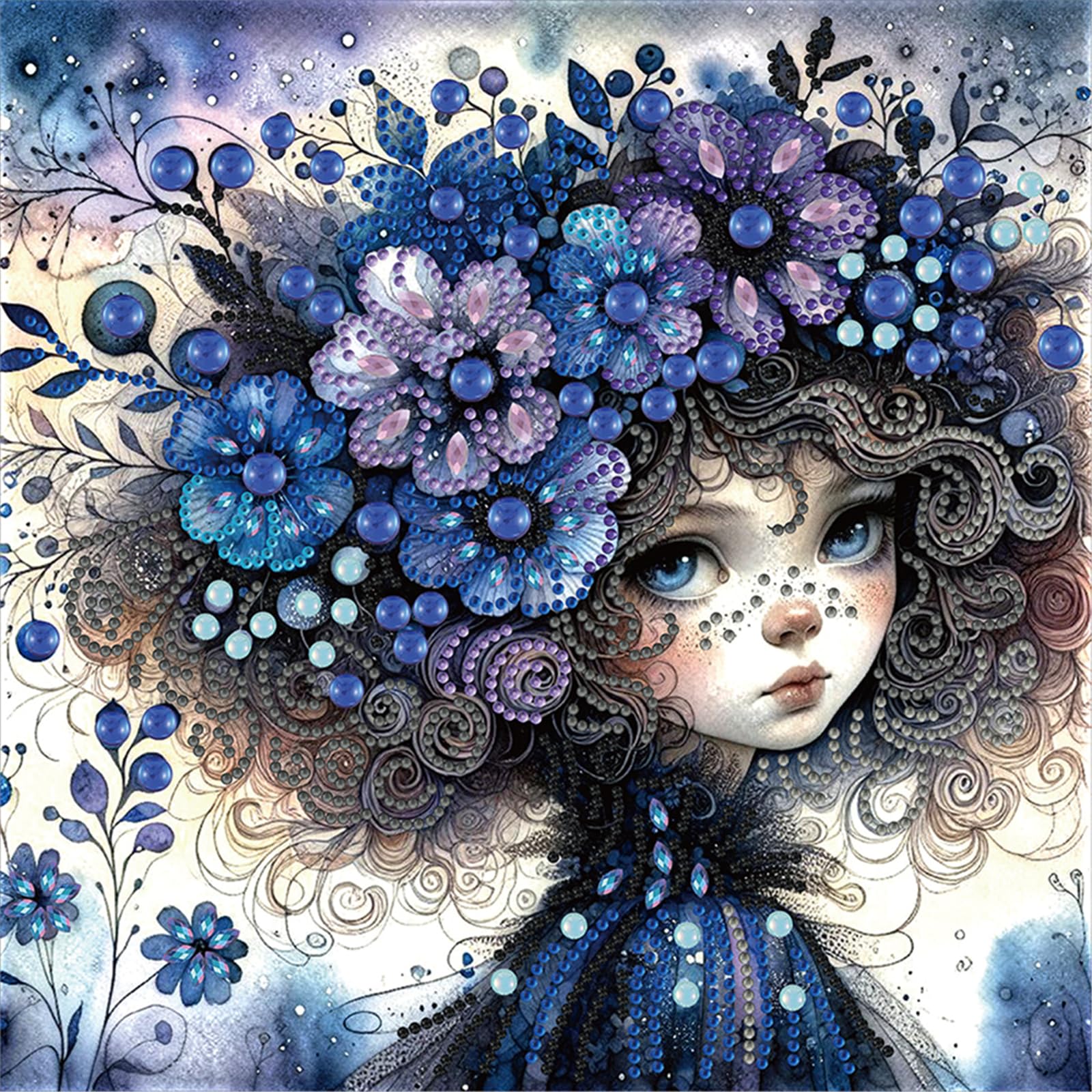 Aodejoy Blue Girl Partial DIY Irregular Drill Diamond Paintings Picture Craft 30x30CM