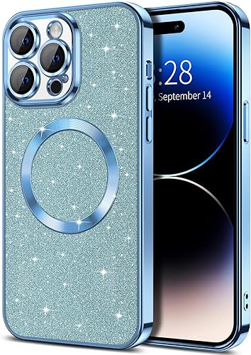 Miniatura 8 de Hython Funda para iPhone 12 Pro Max con purpurina, fundas magnéticas transparentes para teléfono con protector de lente de cámara compatible con
