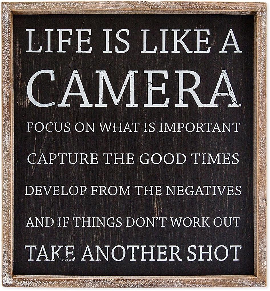 17" X 18.5" X 1.5" Framed Sign (Life Is Like A Camera...) Black/White - Model Number - 19003