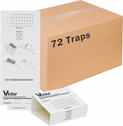 Victor M309 - Trampas adhesivas para tablero de pegamento para ratones y insectos gateadores paquete de 72
