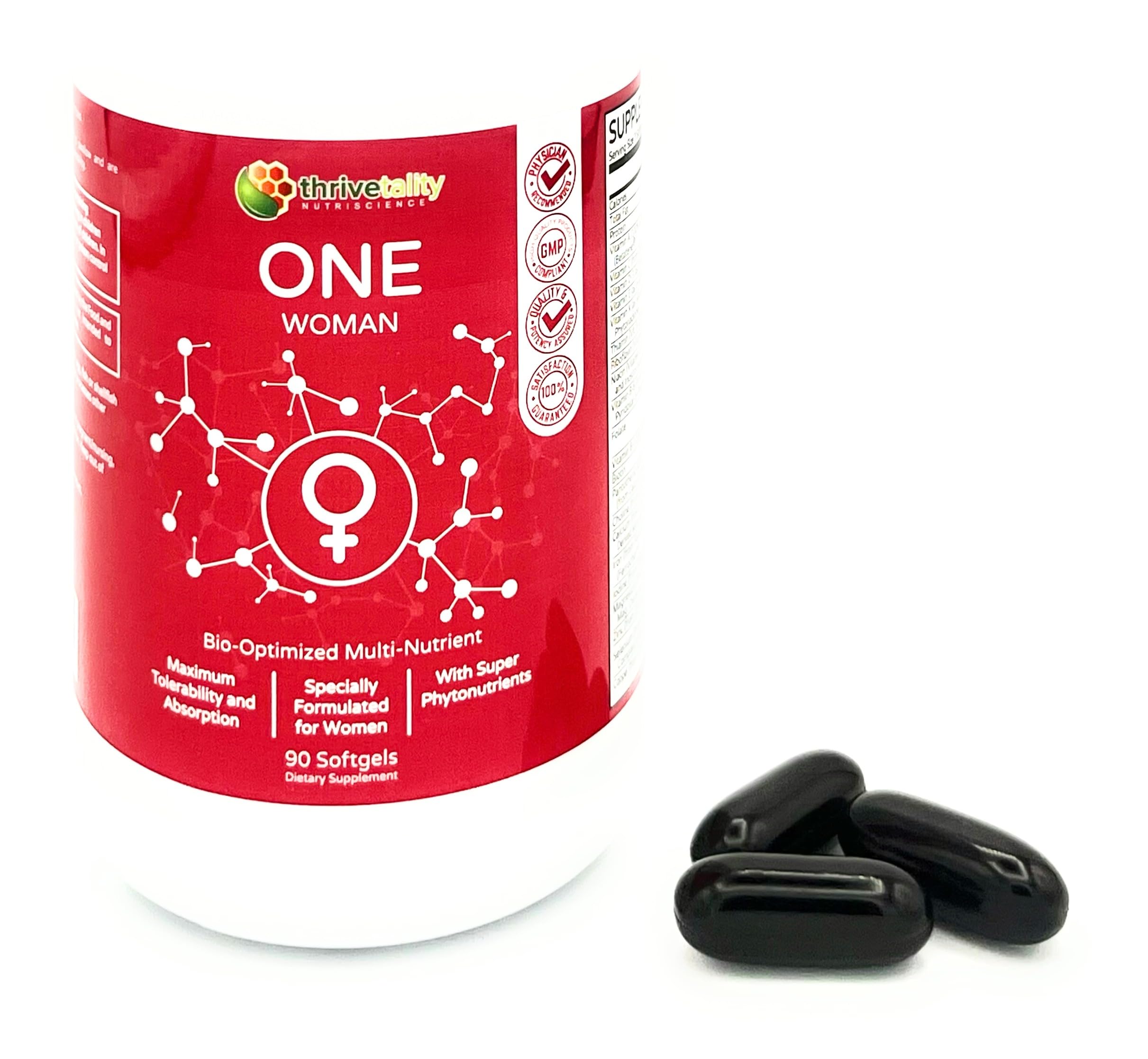 ONE Woman Bio-Optimized Multi-Nutrient by Thrivetality | Women's Multivitamin | Physician Engineered | Science Based | Clinically Proven | Max Tolerability & Absorption | Super Phyto-Antioxidants