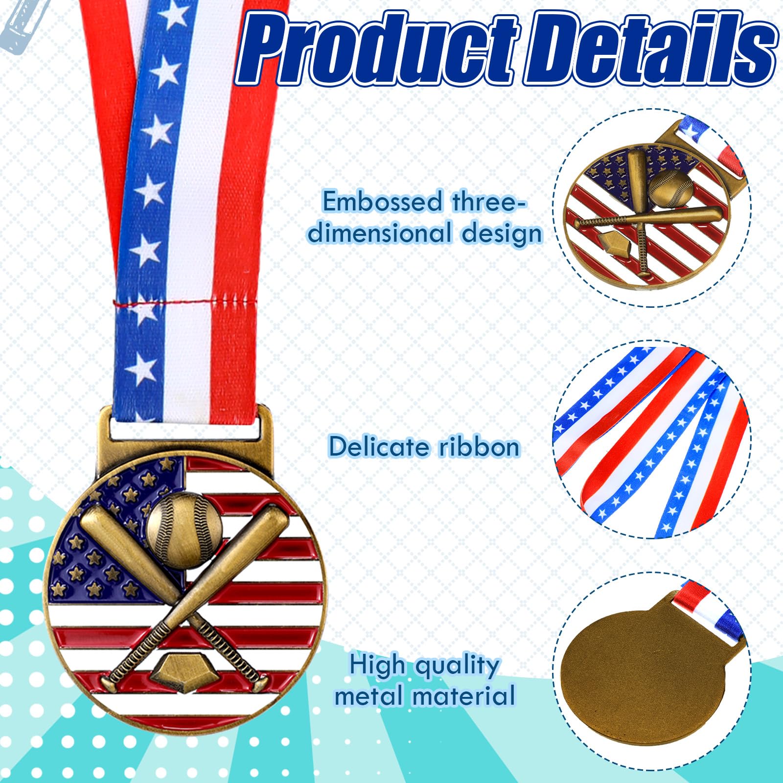 30 Stück Patriotische Medaillen Goldmedaillen Bulk Trophäe mit Halsbändern Spirit Medaillon mit Sternen Streifen Amerikanische Flagge für Sport Trophäe Teilnahme Gewinner Geschenk