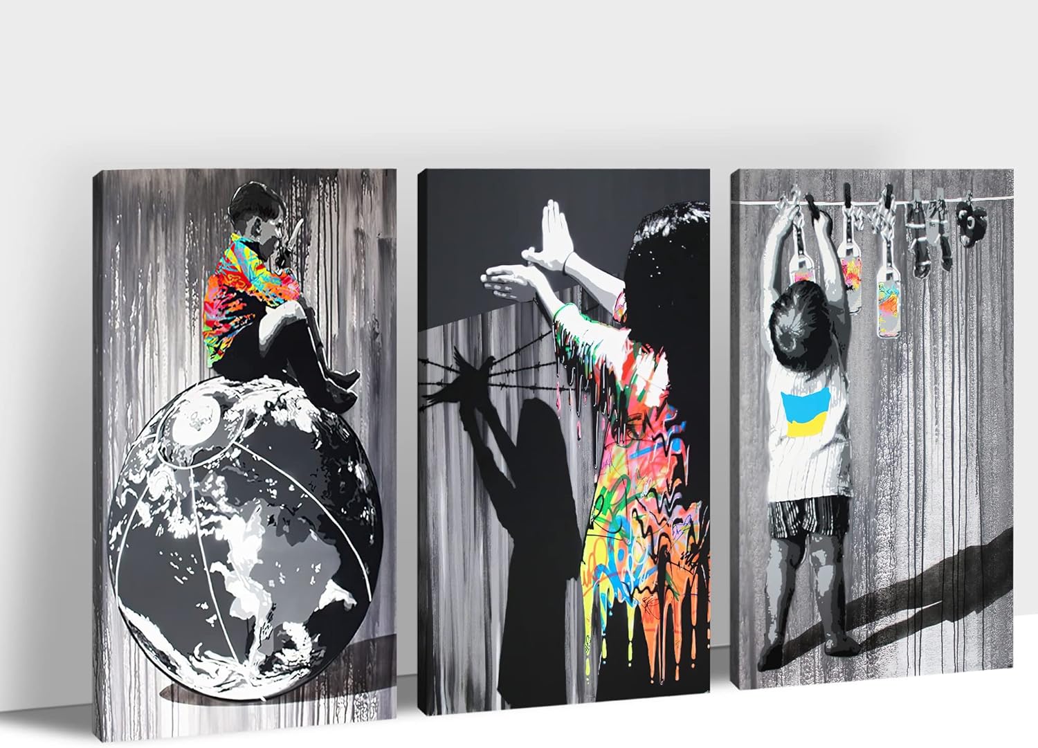 Graffiti Wall Art Street Art Canvas Graffiti, 3 Pieces