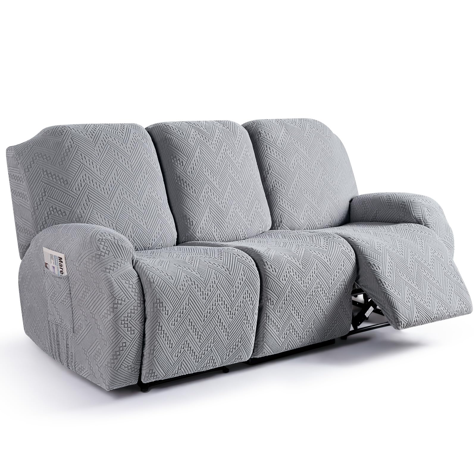 Ruaozz Recliner Couch Covers, Soft Stretch Sofa Slipcover, Light Grey