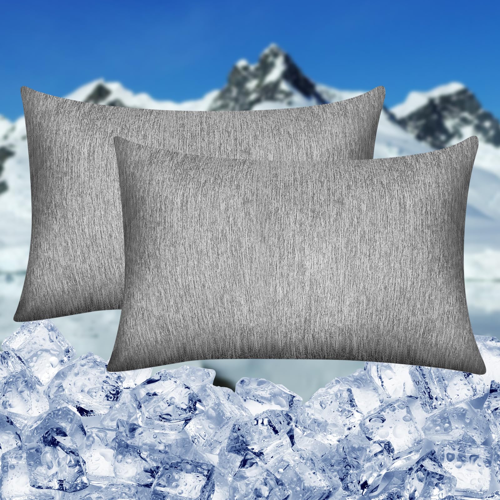 HOMFINE kühlender Kissenbezug 2er Set - 40 X 80 cm Kuhlmatte für Mensch Dunkelgrau,Cooling Pillows,Nachtschweiß,Superweiche seitenschläferkissen Kissenhülle, Kühlfaser Doppelseitiges,abkühlung Sommer