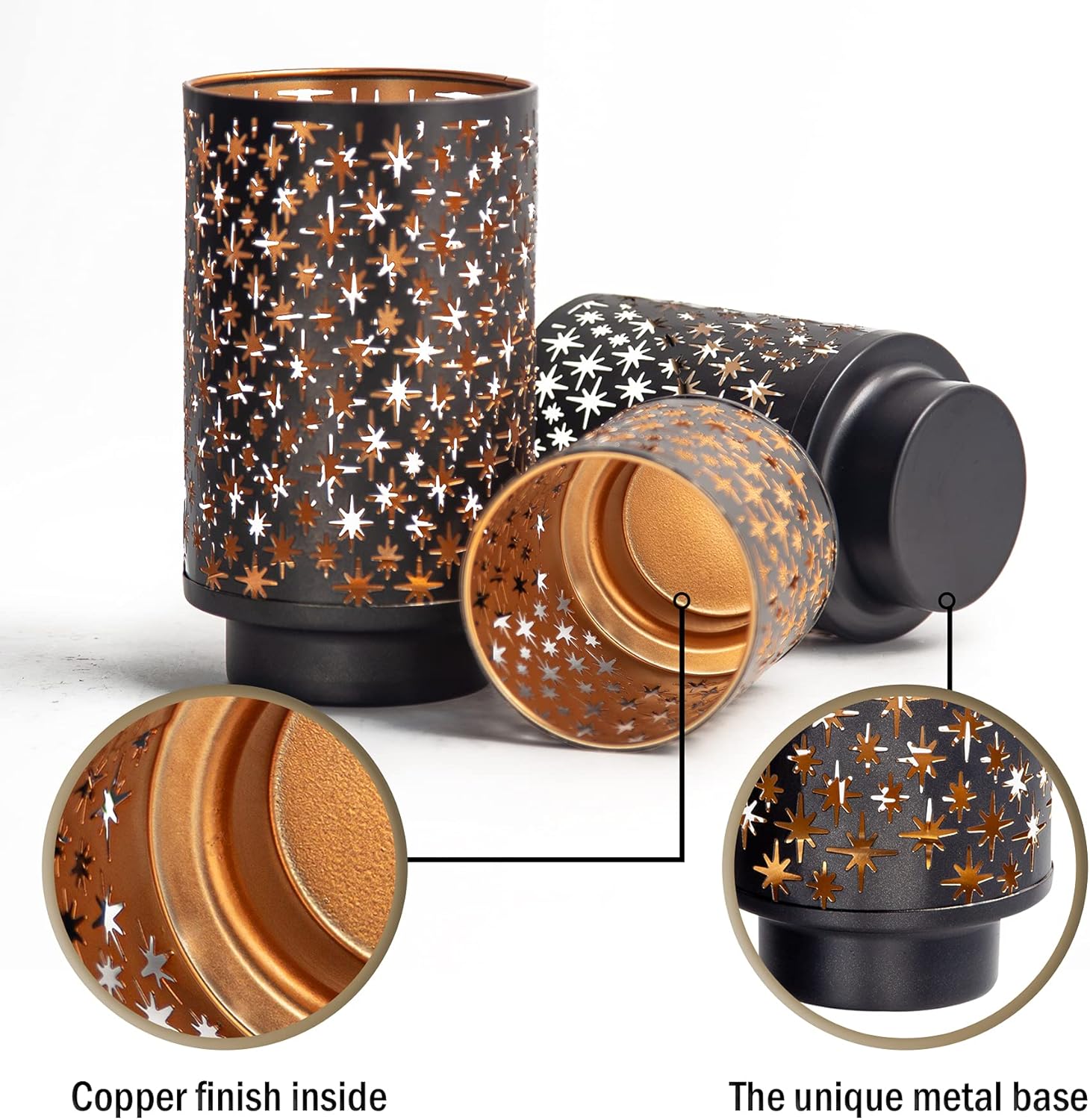 Metal Candle Holders for Jar Candles Set of 3,Hurricane Candle Holder for Pillar Candles Votives,Black and Gold Vintage Candlesticks for Table Centerpiece Home Decor : Home & Kitchen
