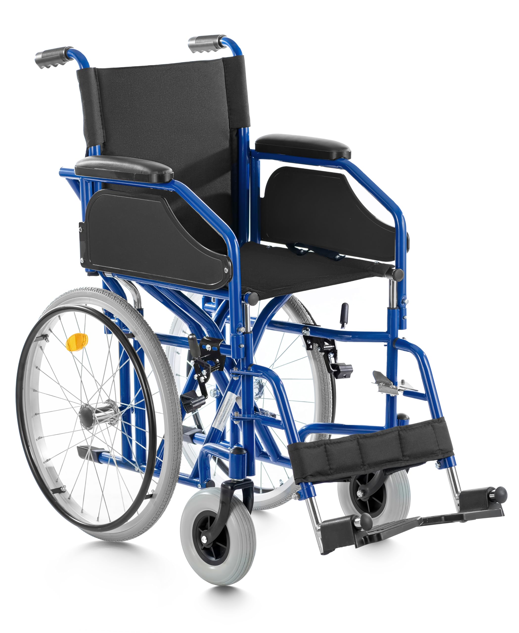 GOVITA Cochecito plegable para pasos estrechos, ideal para los pasos de ascensor _ Gostreet Slim 40 cm – Marco de doble crucero de acero silla de ruedas plegable Slim (BLU)