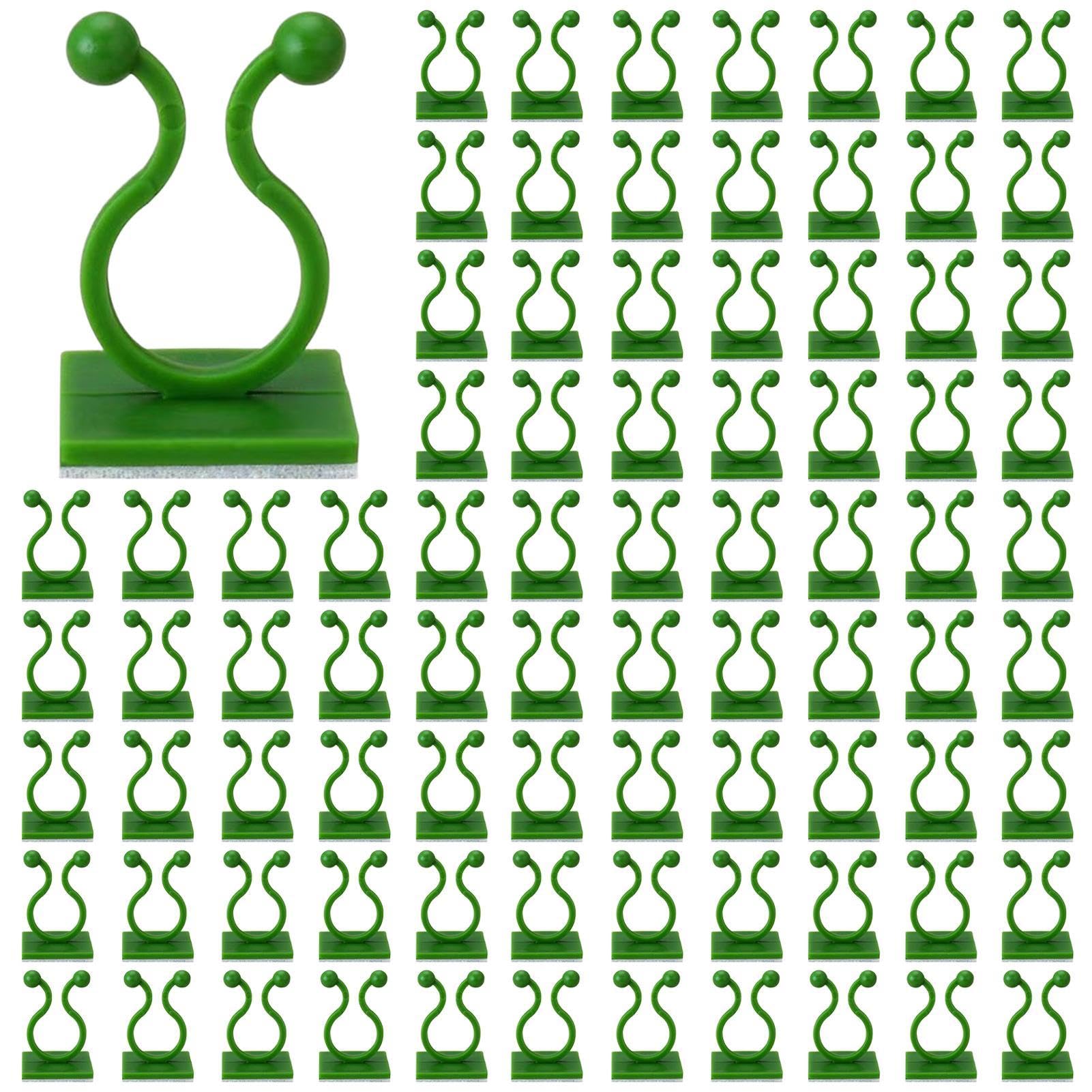Plant Support Hooks - Garden Climbing Brackets - Hooks for Hanging Plants | Sturdy Adhesive Fixings, Wall Mounting Clips for Climbing Plants, 100 x Clips for Wall Vines