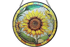 Mesmerizing 10" Sunflower Stained Glass Window Ornament