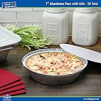 Vista 3 de Nicole Home Collection Sartenes de aluminio 7” Redondas desechables con tapas de papel de aluminio (paquete de 50) – Sartenes desechables redondas